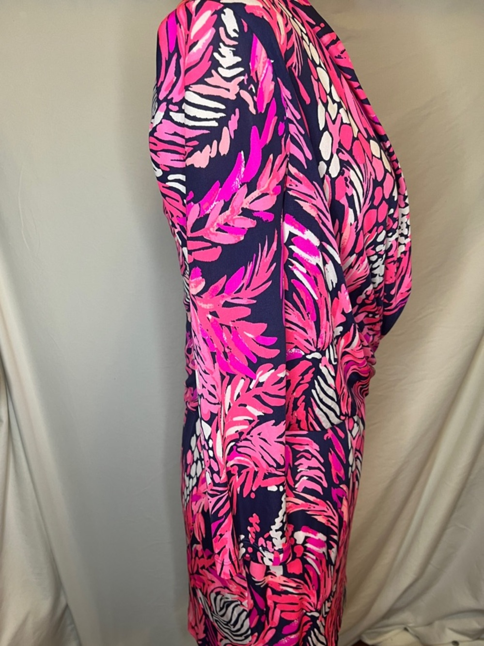 Lilly Pulitzer Hot Pink and Navy Printed Long-Sleeve Dress - Picture 6 of 13